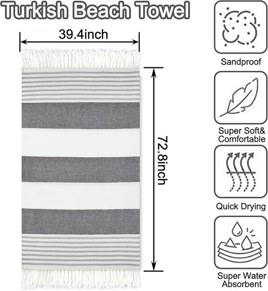 Beach Towel 2 Pack,Sand Free Beach Towels Oversized 39 x 72,Turkish Beach Towel Quick Dry Towel,Lightweight Pool Towels for Adults Travel Towel,Cool Beach Essentials Super Absorbent Towels