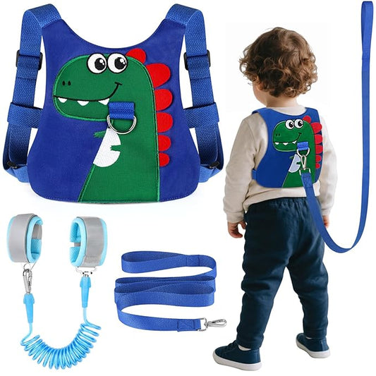 Toddler Leash-Baby Walking Safty Harness and Child Anti Lost Wrist Link for Girls/Boys Travel (Blue+Green)