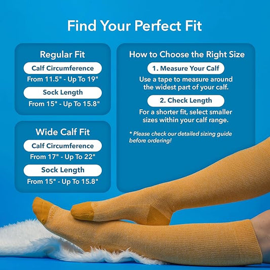 Wellow Premium Socks (Compression Socks - Regular) for Men & Women, Made with Viscose from Bamboo, Knee High, 18-25 mmHg