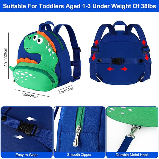 Accmor Toddler Harness Backpack Leash, Cute Dinosaur Backpacks with Anti Lost Wrist Link, Mini Child Leash Wristband Baby Protection for Walking, Keep Kids Close Tether Rein for Boys Aged 1-3 Years
