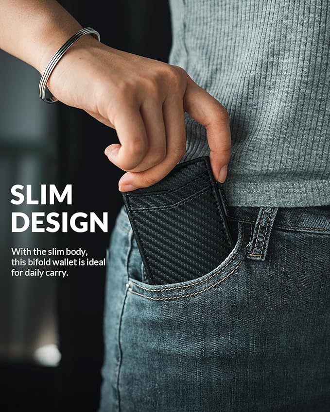 VULKIT Men's Slim Wallet Pop Up Card Holder RFID Blocking Metal Wallet Minimalist Design Holds Up to 11 Cards