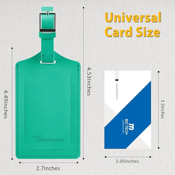 Travelambo 8 Pack Luggage Tags Faux Leather for Suitcases Travel Bag Labels Travel Accessories Essential with Protection Cover ID (Blooming Green)