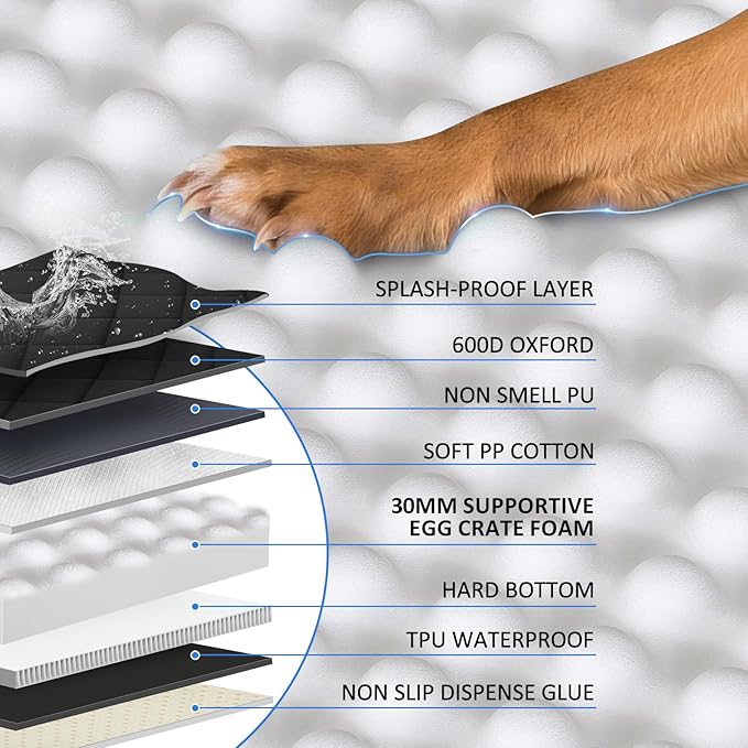 Back Seat Extender for Dogs-Upgraded Egg Crate Foam, Hard Bottom Dog Seat Cover for Truck Back Seat, Dog Hammock for Truck Crew Cab F150, RAM1500, Sierra, Silverado,Tundra, Titan（59‘x29’