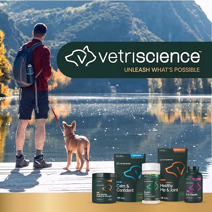 VetriScience Calm & Confident Calming Chews for Dogs, Supplement for Stress Support, Thunderstorms, Fireworks, & Travel, Bacon, Soft Chews, 120 Count - New Look