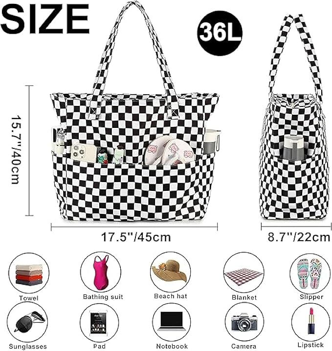 Bluboon Waterproof Beach Tote Pool Bags for Women Ladies Extra Large Carry On Bag With Wet Compartment for Weekender Travel