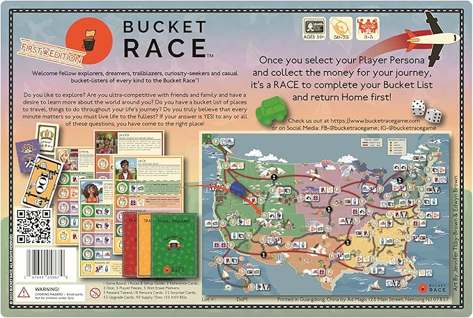 Bucket Race Strategy Board Game - Strategic Adventure Friends and Family Games for Kids and Adults - Easy-to-Learn Competitive Group Gameplay for 3-5 Players and Ages 10+ - Takes 45-60 Minutes to Play