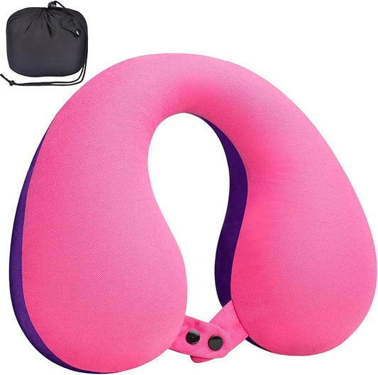 COOLBEBE Kids Travel Neck Pillow, Softly Double Support Neck Pillow for Car & Airplane, Traveling Gifts for Toddler & Children (1, Pinkish Purple)