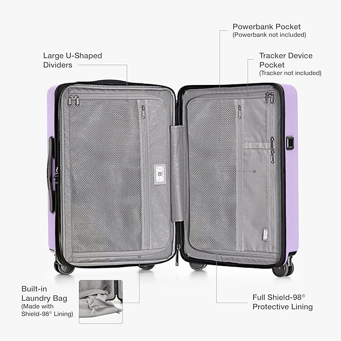 Traveler's Choice Markham Hardside Expandable Luggage with Double Spinner Wheels, Carry-On 21-Inch Suitcase, Purple