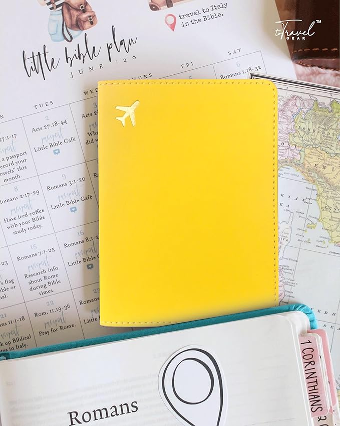 PU Leather Passport Holder Covers Case, Waterproof Rfid Blocking Travel Wallet Passport Holder(Lemon Yellow)