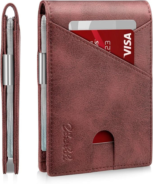 Zitahli Wallet for Men - with Money Clip Slim Leather Slots Credit Card Holder RFID Blocking Bifold Minimalist Wallets with Gift Box
