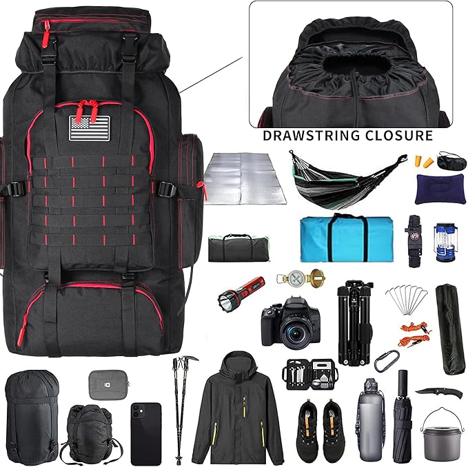 W WINTMING Hiking Backpack for Men 70L/100L Camping Backpack Military Rucksack Molle 3 Days Assault Pack for Climbing | Camping Backpack, 3 Days Assault Pack, for Climbing