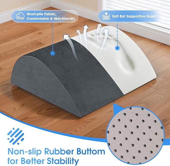 Foot Rest for Under Desk at Work - Non-Slip Foot Stool with 3 Adjustable Heights, Ergonomic Under Desk Footrest with Washable Cover for Desk, Home, Office, Car (Dark Grey)