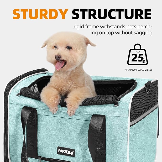 Top Load Medium Cat Carrier Private Curtain, United Approved TSA Pet Travel Crate Suitcase, Soft-Sided Small Dog Vet Friendly Carry Bag 18 x 11 x 11 Inch Delta, American Airline Undereat Teal
