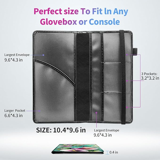 Car Registration and Insurance Holder,PU Leather Car License Document Insurance and Registration Card Holder Men Women Vehicle Glove Box Organizer Auto Accessories-Dragonfly On Calla Lilies Flowers