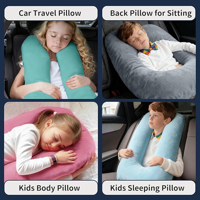Car Pillow for Kids, Car Pillow, Travel Pillow Cushion for Car and Adults, Support Head and Neck on Road Trips, Black