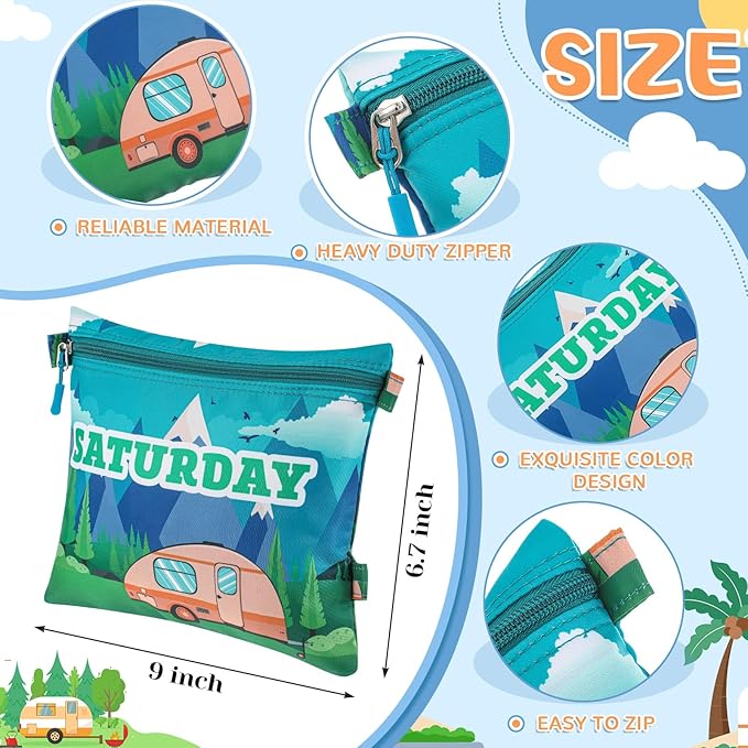 Paterr 7 Pcs Packing Cubes for Travel Kids Day of Week Compression Packing Bags Colorful Luggage Suitcase Organizers Bag for Travel (Car)