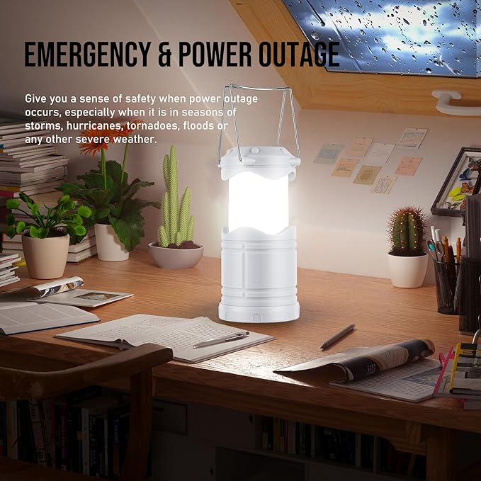 Lichamp LED Camping Lantern, 4 Pack Battery Powered Flashlight for Power Outages, Portable Collapsible Hanging Light Essential for Home, Outdoor, Emergency Lamp Survival Kit Gear for Hurricane, B4LW