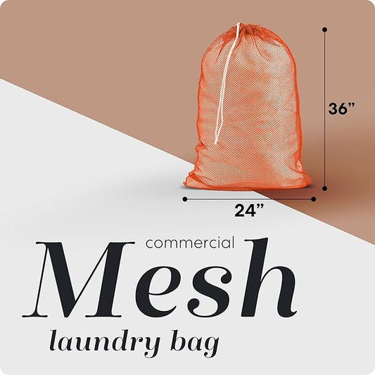 Handy Laundry Mesh XL Laundry Bag - Durable, Machine Washable with Secure Drawstring Closure - Perfect for College Dorms, Laundromats, Apartments (Orange, Large 24" x 36")