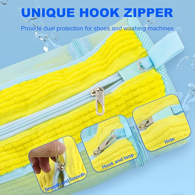 Shoe Washing Bag for Washing Machine - Durable Shoe Washing Machine Bag for Most Children's Shoes (Small Yellow 2PCS)