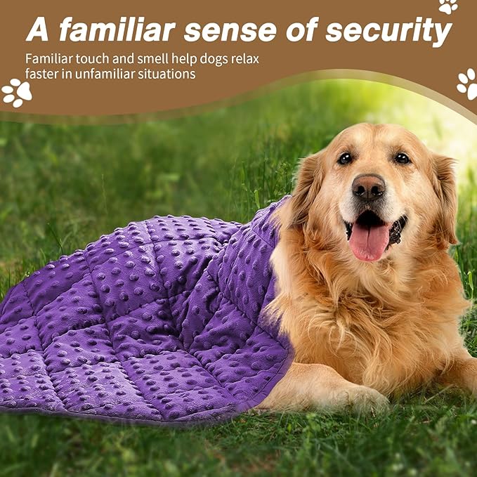 Yescool Purple Weighted Blanket for Dogs, 5 lb Thunder Blankets Shirt for Dogs, 36 x 48 inch Medium Puppy Blanket for 45-65lb, Weighted Pet Blankets for Thunderstorms, Fireworks and Construction Noise