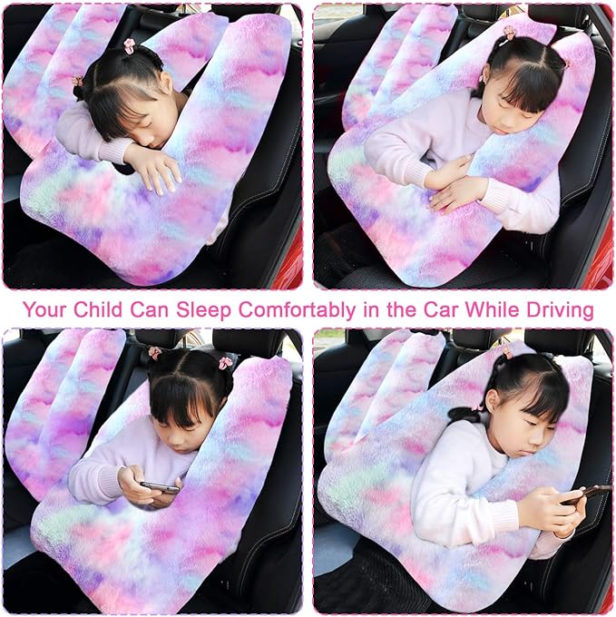 Travel Pillow, Travel Pillow for Kids, Sleeper Hold Pillow Travel, Removable U-Shaped Pillow for Adults and Children to Support Head and Body in The Back Seat of Long Car Trips (DCPurple)