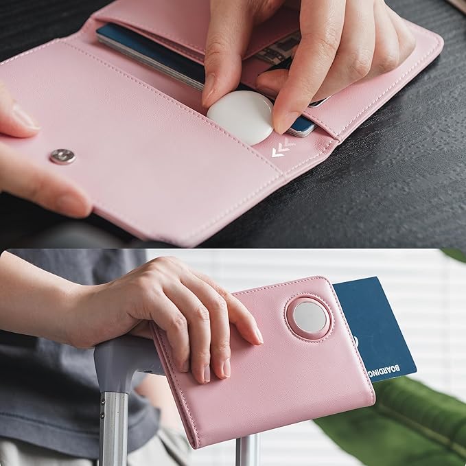 VULKIT Passport Holder with Airtag Slot, Premium Nappa Leather, RFID Blocking Airtag Passport Wallet