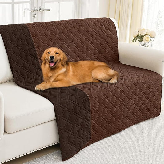 Smiry Waterproof Dog Blanket, 68x82 Inch Soft Pet Bed Cover Reversible, Washable Sofa Couch Furniture Protector for Small Medium Large Dog Puppy Cat, Geometric, Brown/Chocolate