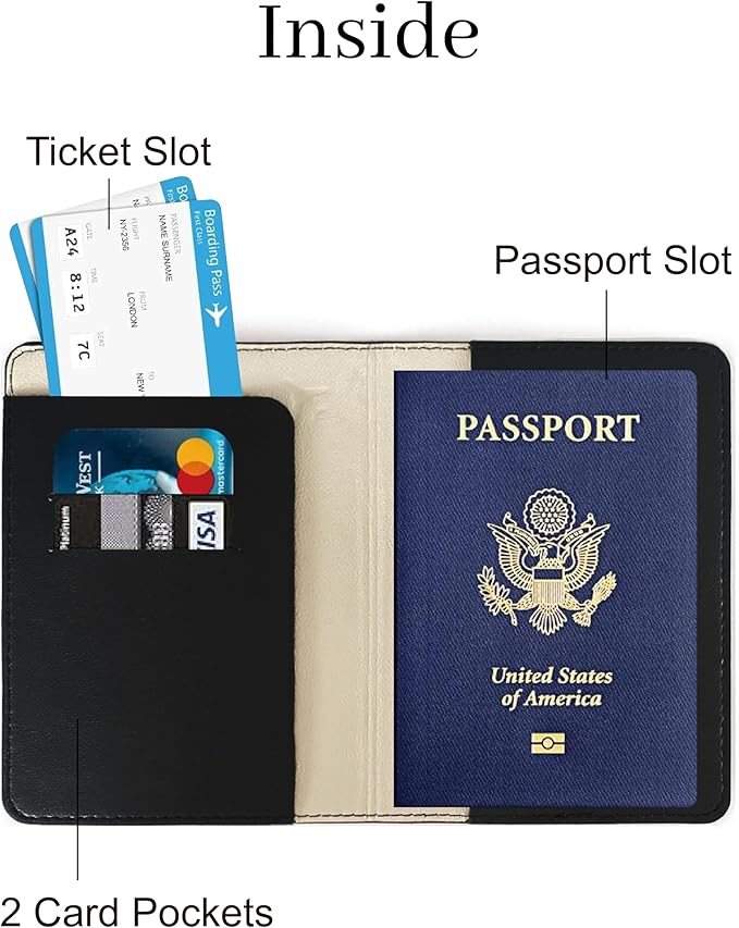 PU Leather Passport Holder Covers Case, Waterproof Rfid Blocking Travel Wallet Passport Holder(Black)