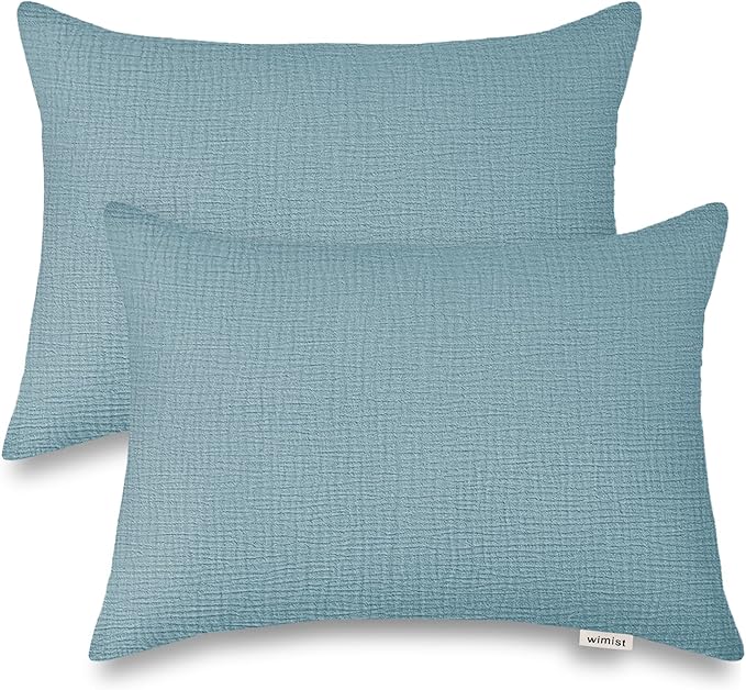 Toddler Pillowcases for 13"x18" Pillow 2 Pack, Muslin Small Toddler Baby Kids Travel Pillow Covers for Boys Girls with Envelope Closure (Costume Blue, 13 x 18 Inch)