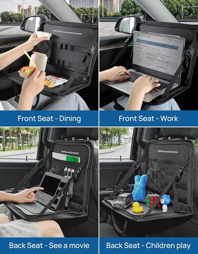JOYTUTUS Steering Wheel Tray, Multifunctional Laptop Desk, Back Seat Headrest Table for Eating, Fit for Large Vehicles, Like Trucks, Pickups, Semi-Trailers