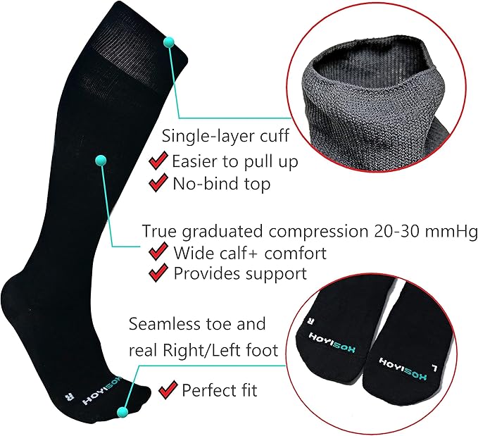 Big and Tall Compression Socks Sizes L to 8XL, Comfortable Knee High Socks for Men and Women