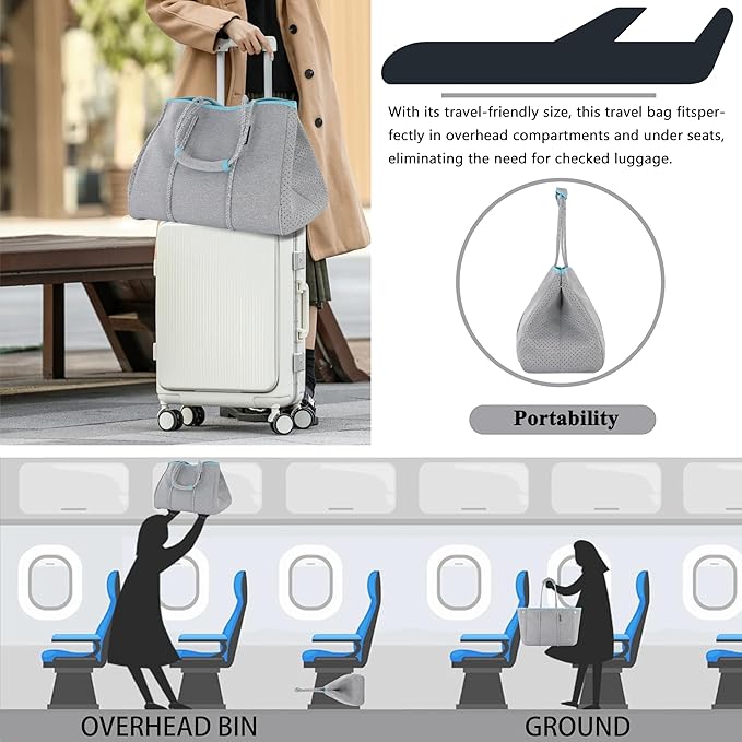 QOGiR Neoprene Multipurpose Beach Bag Tote with Inner Zipper Pocket … … … …