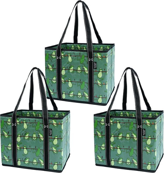 BeeGreen Large Waterproof Reusable Bags Christmas Heavy Duty Shopping Tote for Groceries Pool Gift with Webbing Handles
