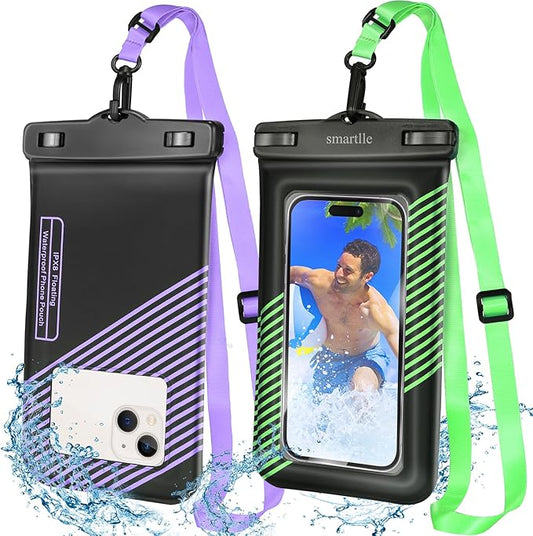 Floating Waterproof Phone Pouches Bags, IPX8 Floatable Cell Phone Water Protectors Cases 2 Pack w/Adjustable Neck Lanyard, for iPhone 15 14 13 Pro Max 12 11, for Galaxy S24 S23 Ultra 7"