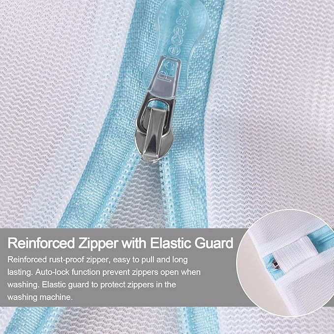 Polecasa 2Pcs 24 x 24 Inches Extra Durable Fine Mesh Laundry Bags with Sturdy Zipper for Delicates, Protect Clothes in Washing Machine, Laundry Room Essentials for College, Dorm (2 X-Large)