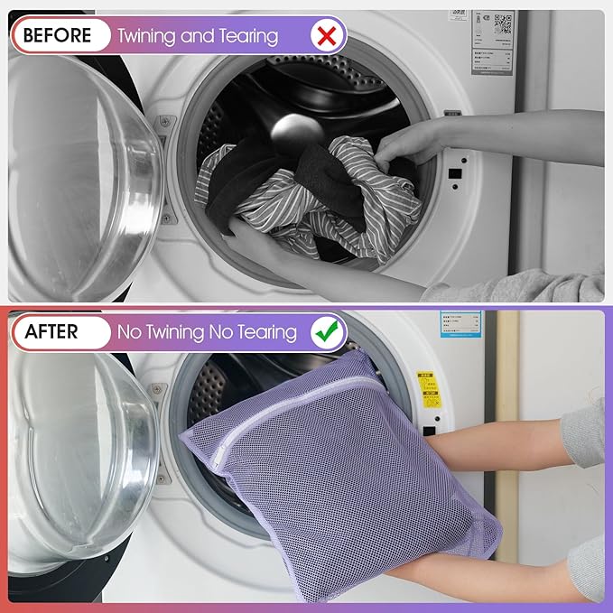 5Pcs Mesh Laundry Bags Sturdy for Delicates, Lingerie, Bras, Travel and Organize - 5 Color(14x20 Inch)