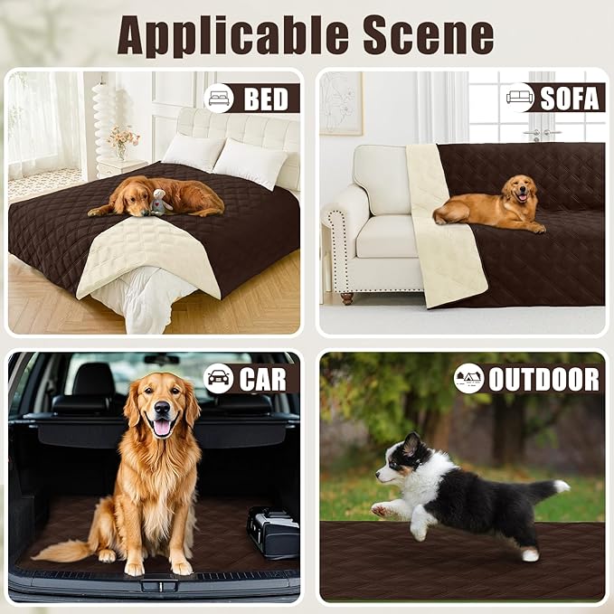 Smiry Waterproof Dog Bed Cover Blanket 40x70, Soft Reversible Pet Blanket, Washable Leakproof Cats Dogs Couch Cover for Sofa, Couch, Furniture, Lattice, Chocolate/Beige