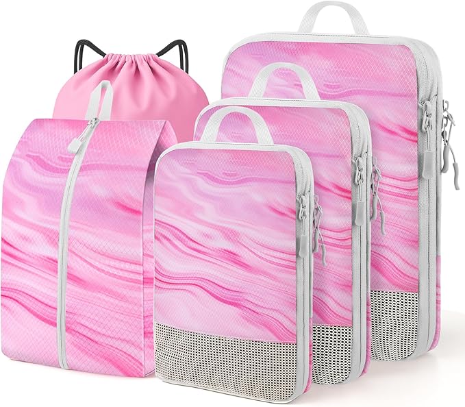4-Piece Packing Cube Set - Lightweight Luggage Organizers for Travel, Vacation and Suitcases - Durable Accessories with Compression