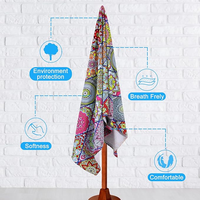 Genovega 2 Packs Oversized Beach Towel Set Extra Large Big XL Pool Camping Swim Clearance Towels 36x72 Soft Blanket Cruise Essentials Accessories Must Haves Vacation Necessities Adult Multiple Flower