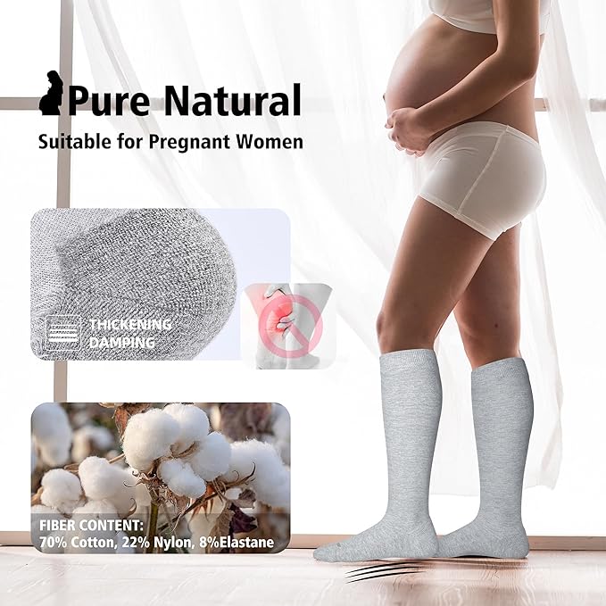 LEVSOX Thick Cotton Compression Socks for Women&Men 20-30mmHg Knee High Cute Support Sock for Nurses, Pregnancy, Travel