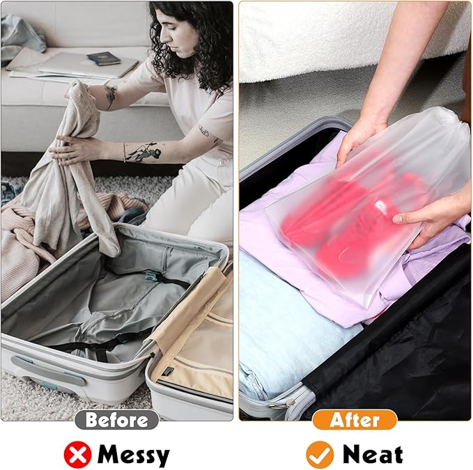 50 Pack Shoe Bags for Travel, 15.7" x 11.8" Large Clear Travel Shoe Bag Vacation Essentials Cruise Essentials Portable Drawstring Packing for Men & Women