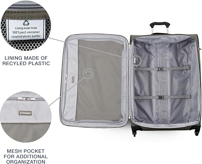 Travelpro Maxlite 5 Softside Expandable Checked Luggage with Spinner Wheels, Lightweight, 29-Inch — Slate Green