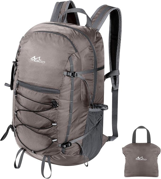 MoKo Hiking Backpack, 40L Large Capacity Camping Backpack with Multiple Pockets, Tear-resistant Travel Daypack for Men Women, Packable and Lightweight Hiking Daypack for Travel Camping Outdoor, Hummus