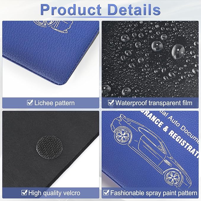 UYYE Car Registration and Insurance Card Holder, Vehicle Glove Box Car Organizer, Interior Car Accessories for Documents, Cards, License - 2 Pack