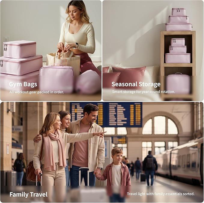 Cipway 5 Set Packing Cubes for Travel Suitcase Organizer for Accessories Luggage Carry On Suitcase Lightweight Mauve Pink