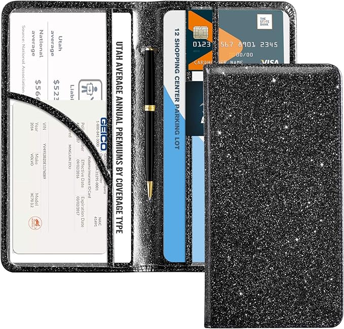 CoBak Car Registration and Insurance Holder - Vehicle Glove Box Car Organizer,Auto Truck Comparment Accessories Case with Magnetic Closure for Driver License,Cards