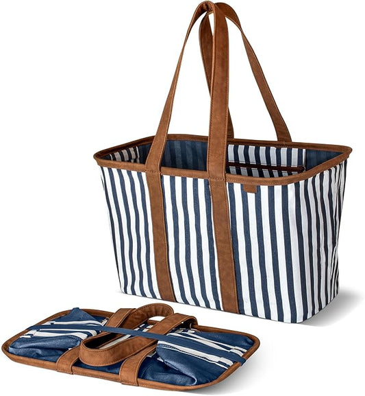 CleverMade EcoBasket Reusable Grocery Tote - Collapsible Storage Shopping Organizer - Heavy Duty Utility Bag Home