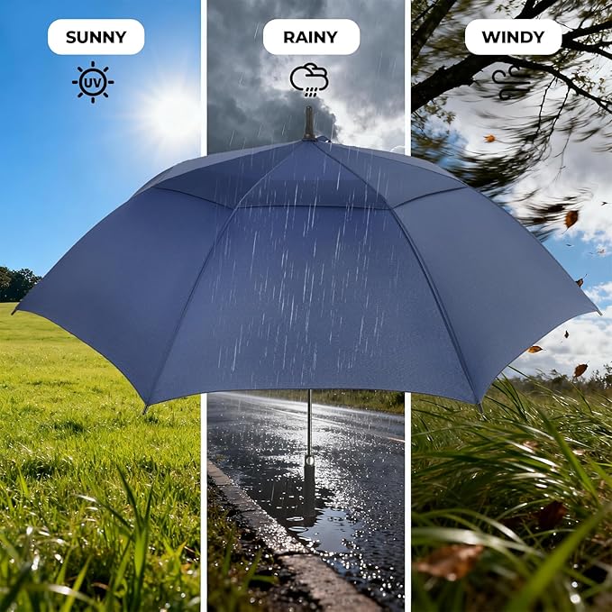 ZDSSM Automatic Open Golf Umbrella, 54/62/68/72 inch Extra Large Oversize Double Canopy Vented Stick Umbrellas, Windproof Waterproof Umbrella for Men And Women