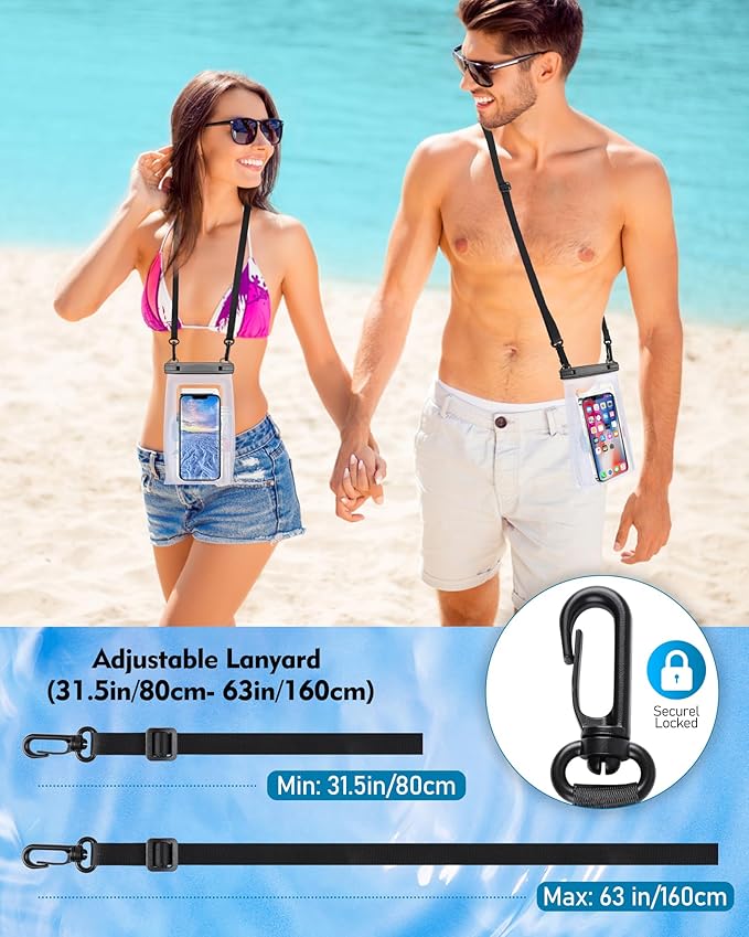 Large Waterproof Phone Pouch Universal Phone Waterproof Case for iPhone 15 14 13 12 Pro Max Galaxy S22 S21 IPX8 Water Proof Dry Bag with Wide Lanyard Large Capacity Waterproof Bag for Swimming