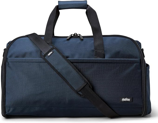 Halfday Convertible 2-in-1 Premium Garment Duffel Weekender Bag 45L | Wrinkle-Free Travel, Hanging Suit Compartment, Shoe Pockets, Trolley Sleeve. Balistic Nylon Carry-On, Pacific